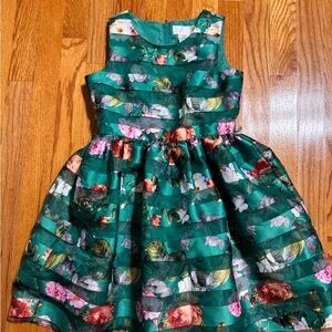 Elegant Floral Kids Dress in Green
